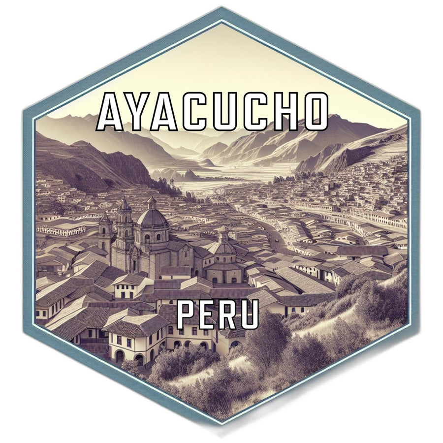 Ayacucho Peru Souvenir Travel Destination Die Cut Hexagon Fridge Magnet Image 1