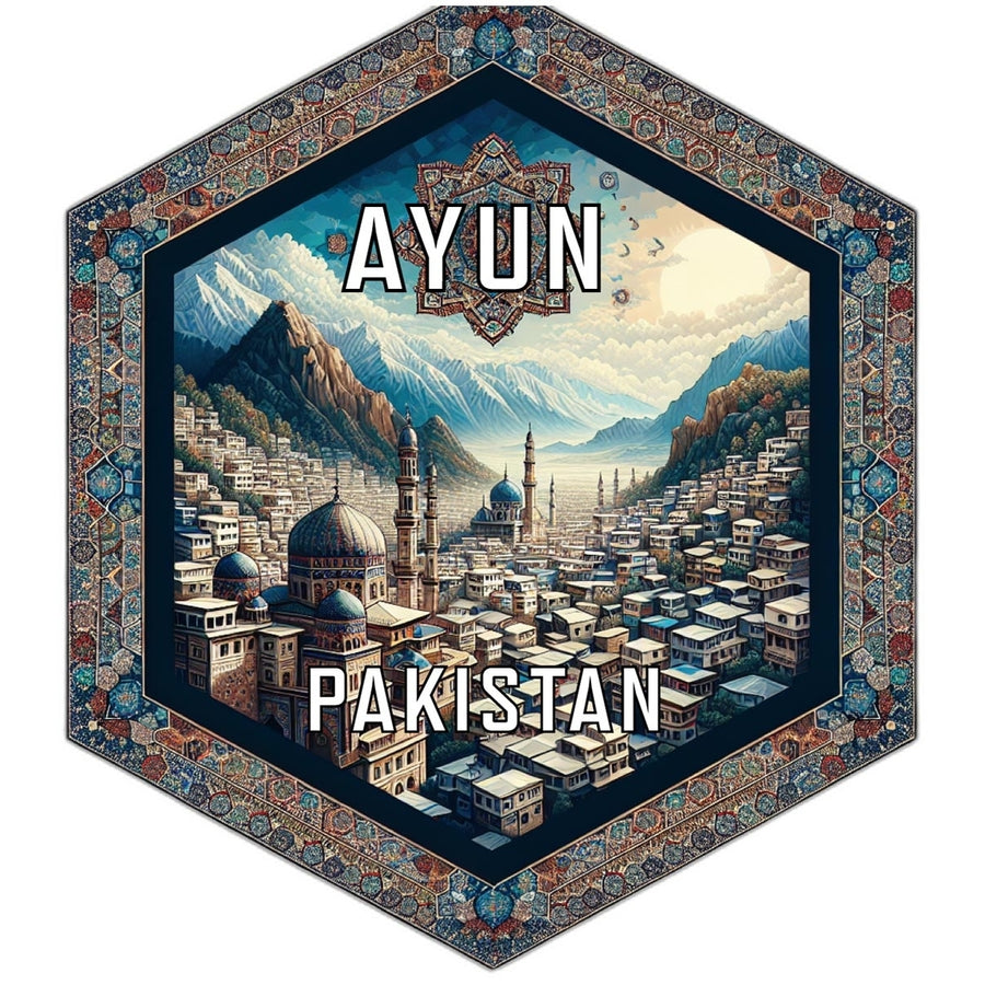 Ayun Pakistan Souvenir Travel Destination Die Cut Hexagon Fridge Magnet Image 1