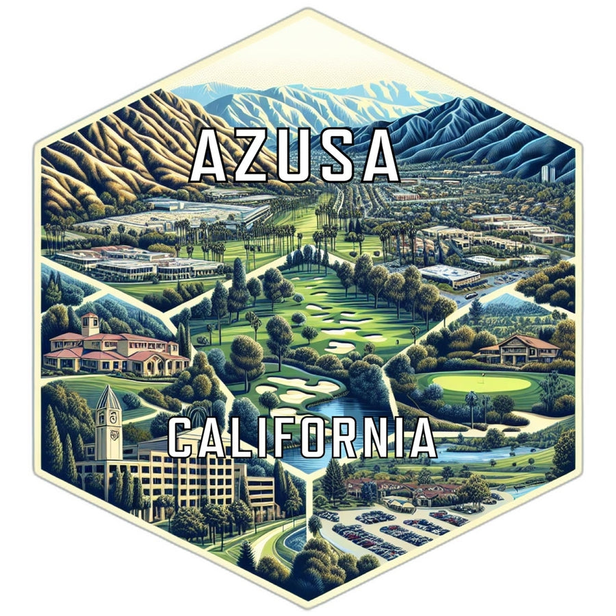 Azusa California Souvenir Travel Destination Die Cut Hexagon Fridge Magnet Image 1