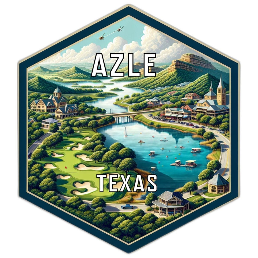 Azle Texas Souvenir Travel Destination Die Cut Hexagon Fridge Magnet Image 1