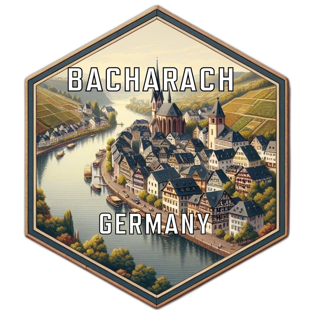 Bacharach Germany Souvenir Travel Destination Die Cut Hexagon Fridge Magnet Image 1