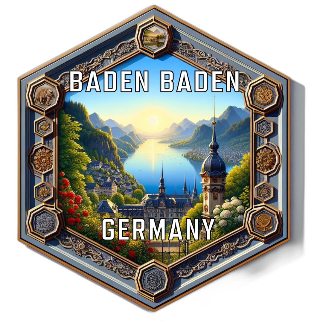 Baden Baden Germany Souvenir Travel Destination Die Cut Hexagon Fridge Magnet Image 1