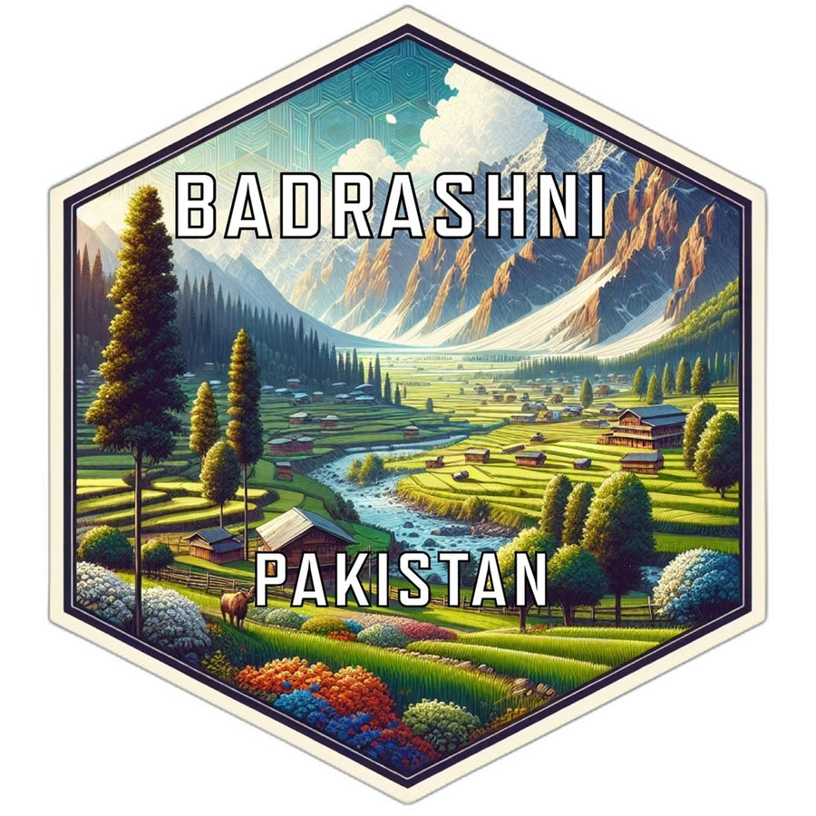 Badrashni Pakistan Souvenir Travel Destination Die Cut Hexagon Fridge Magnet Image 1