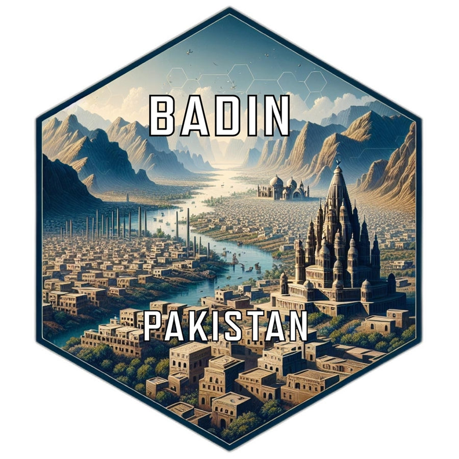 Badin Pakistan Souvenir Travel Destination Die Cut Hexagon Fridge Magnet Image 1