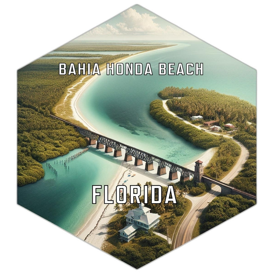 Bahia Honda Beach Florida Souvenir Travel Destination Die Cut Hexagon Fridge Magnet Image 1