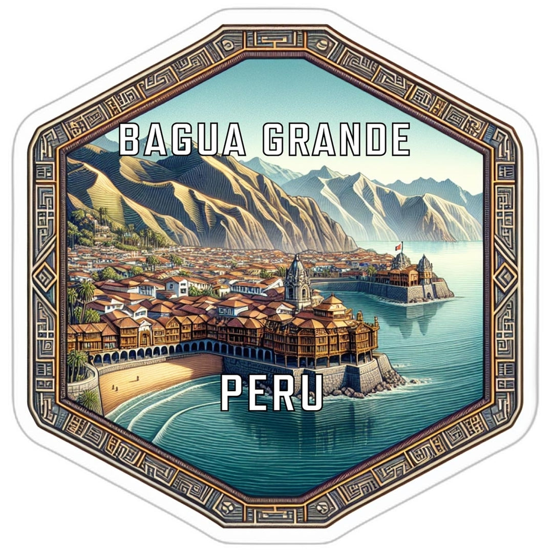 Bagua Grande Peru Souvenir Travel Destination Die Cut Hexagon Fridge Magnet Image 1