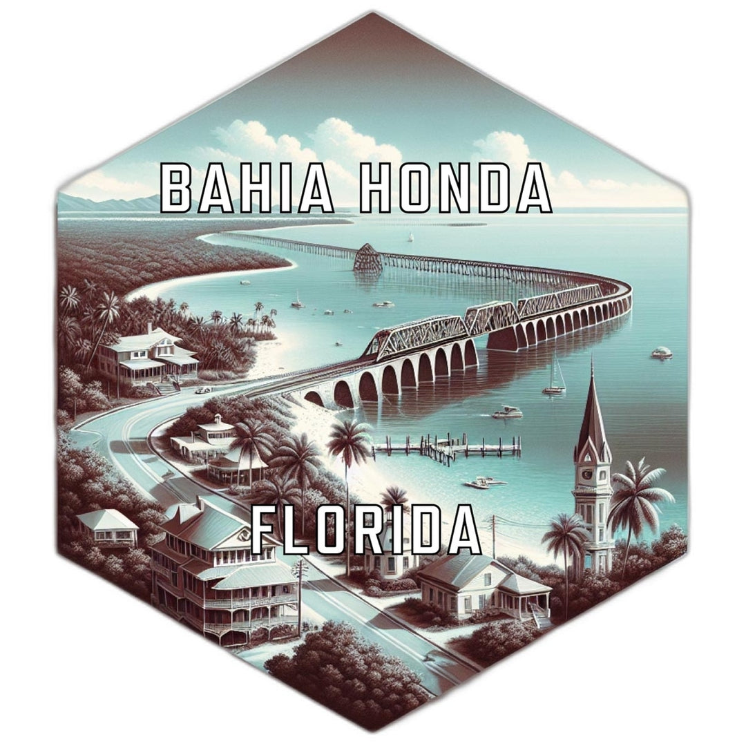 Bahia Honda Florida Souvenir Travel Destination Die Cut Hexagon Fridge Magnet Image 1