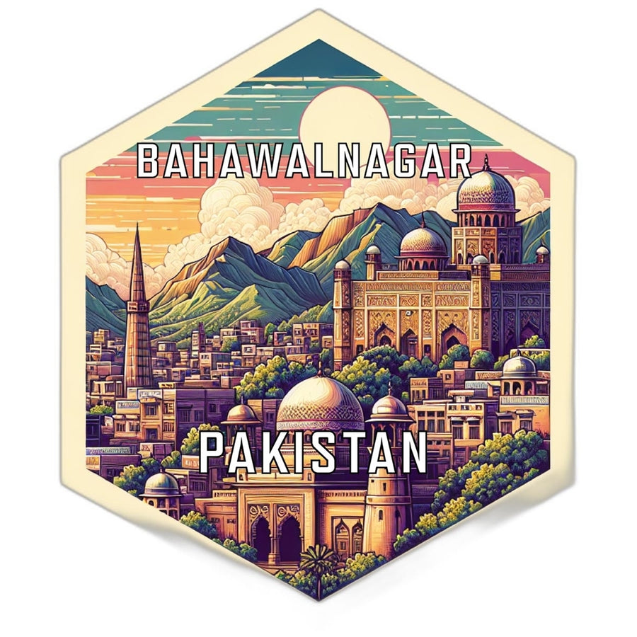 Bahawalnagar Pakistan Souvenir Travel Destination Die Cut Hexagon Fridge Magnet Image 1