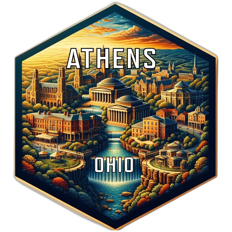 Athens Ohio Souvenir Travel Destination Die Cut Hexagon Fridge Magnet Image 1