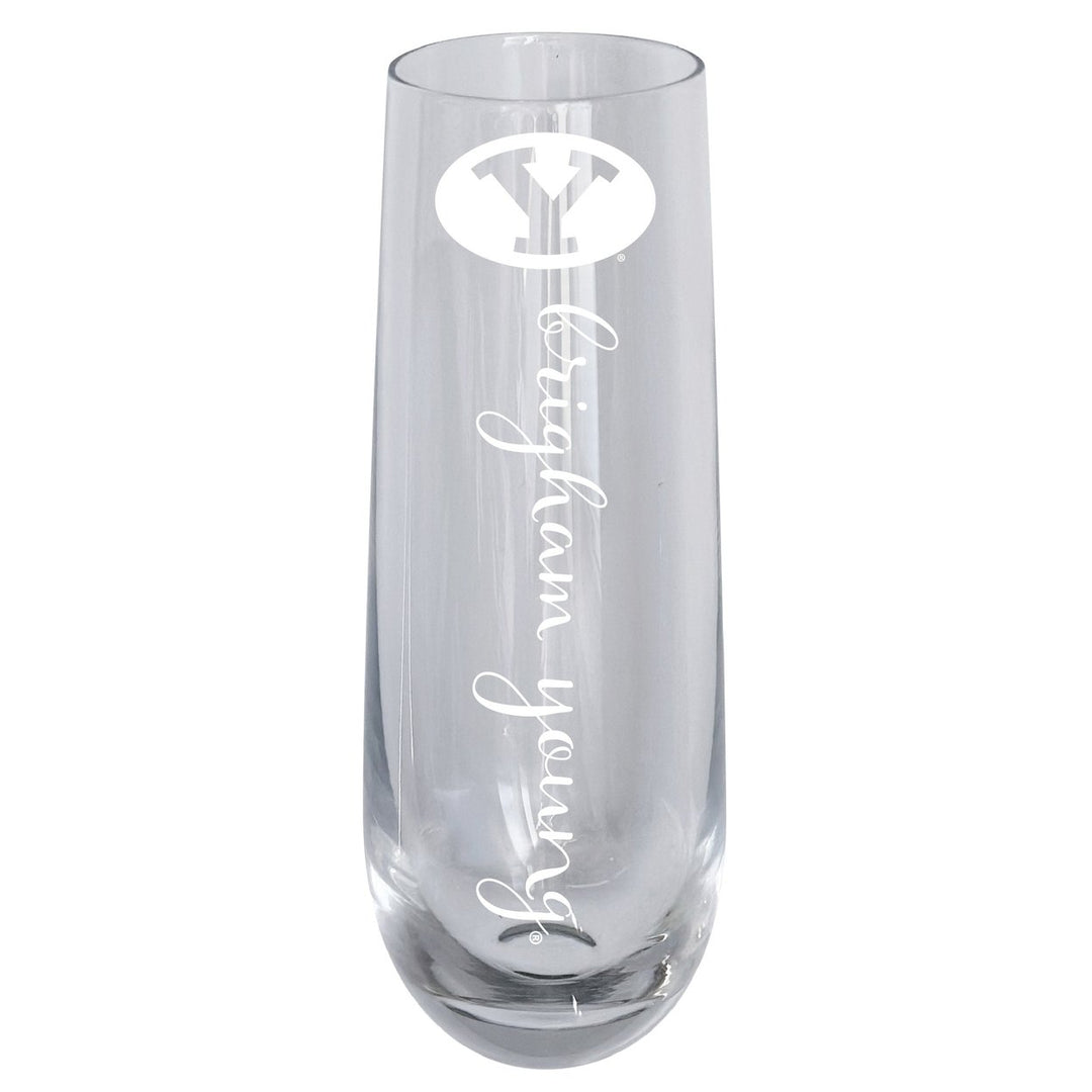 Brigham Young Cougars 10oz Engraved Champagne Flute Officially Licensed Collegiate Product Image 1