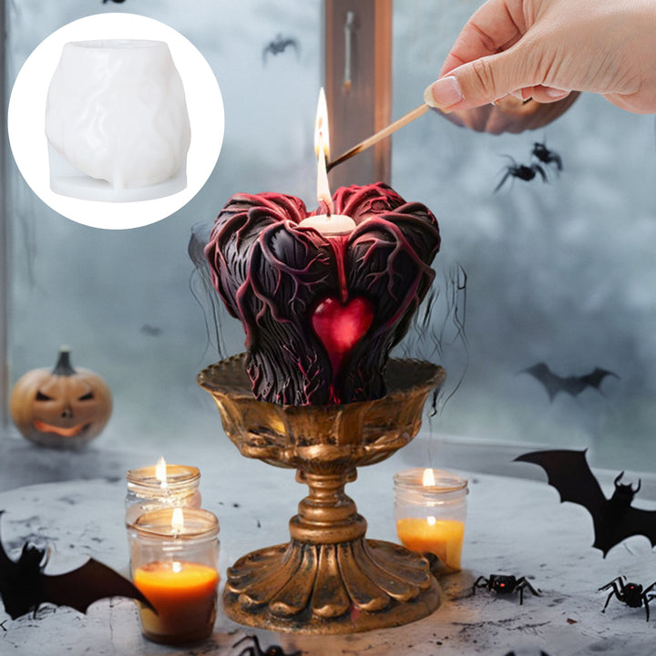 Skull Heart Candle Mold Halloween Skeleton Hand Holding Heart Silicone Mold 3D Soap Chocolate Cake Mold DIY Craft Making Image 7