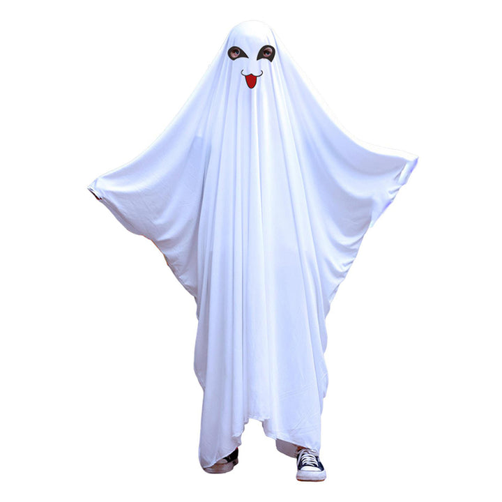 Halloween Ghost Cloak Boo White Ghost Cape Spooky Children Trick-or-Treat Dress Up Costume Cosplay Party Outfit for Boys Image 2