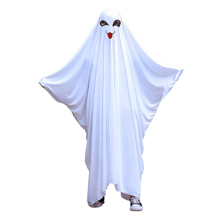 Halloween Ghost Cloak Boo White Ghost Cape Spooky Children Trick-or-Treat Dress Up Costume Cosplay Party Outfit for Boys Image 1