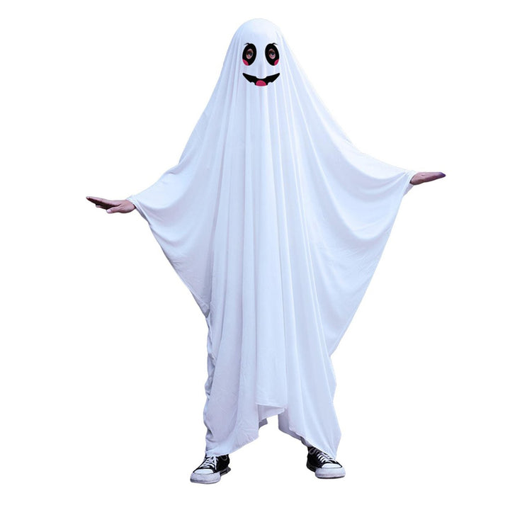 Halloween Ghost Cloak Boo White Ghost Cape Spooky Children Trick-or-Treat Dress Up Costume Cosplay Party Outfit for Boys Image 3