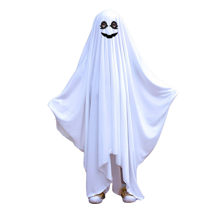 Halloween Ghost Cloak Boo White Ghost Cape Spooky Children Trick-or-Treat Dress Up Costume Cosplay Party Outfit for Boys Image 4