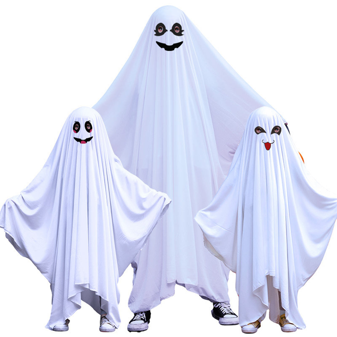 Halloween Ghost Cloak Boo White Ghost Cape Spooky Children Trick-or-Treat Dress Up Costume Cosplay Party Outfit for Boys Image 6