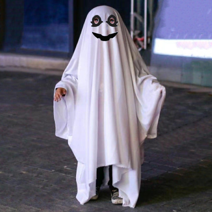 Halloween Ghost Cloak Boo White Ghost Cape Spooky Children Trick-or-Treat Dress Up Costume Cosplay Party Outfit for Boys Image 7