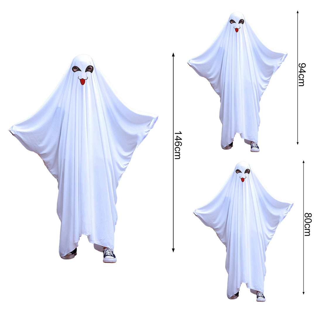 Halloween Ghost Cloak Boo White Ghost Cape Spooky Children Trick-or-Treat Dress Up Costume Cosplay Party Outfit for Boys Image 8