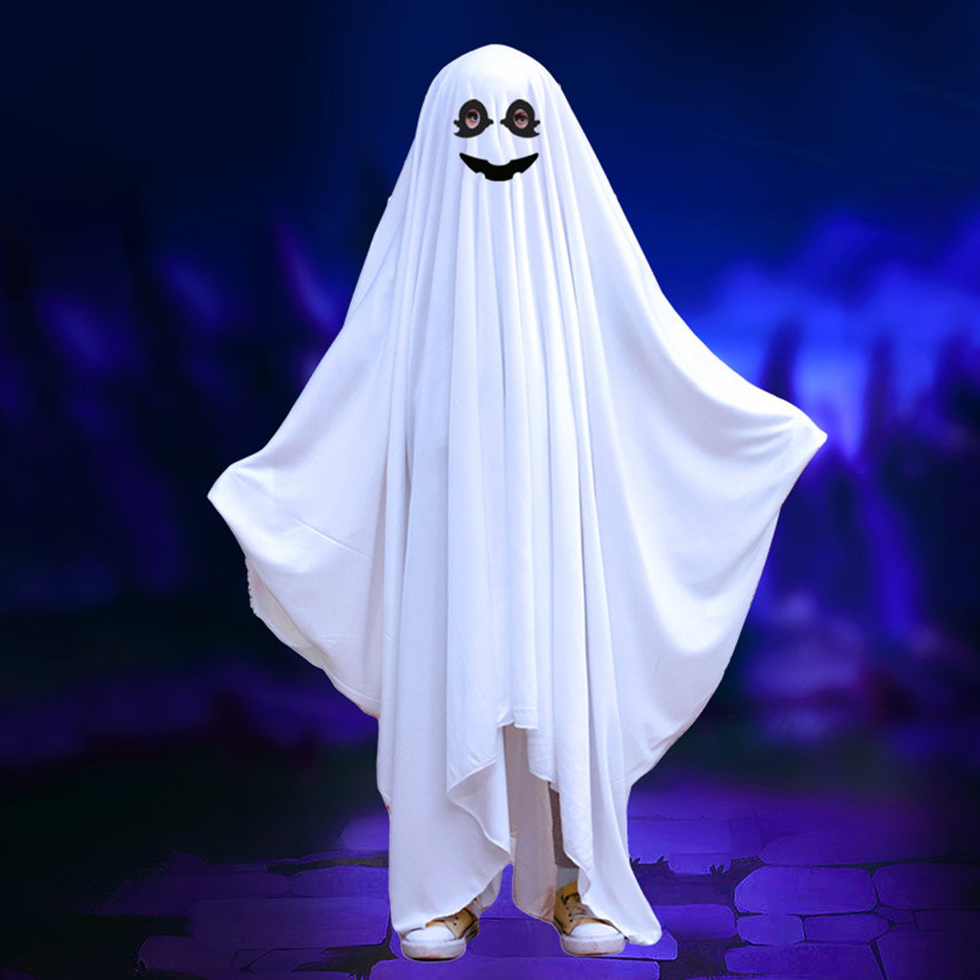 Halloween Ghost Cloak Boo White Ghost Cape Spooky Children Trick-or-Treat Dress Up Costume Cosplay Party Outfit for Boys Image 9