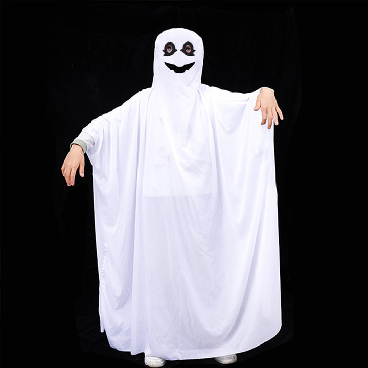 Halloween Ghost Cloak Boo White Ghost Cape Spooky Children Trick-or-Treat Dress Up Costume Cosplay Party Outfit for Boys Image 10