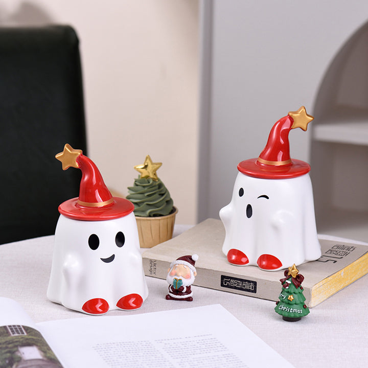 Halloween Ghost Mug And Spoon Set Cute Ceramic Drinking Cup for Coffee Tea Milk Home Office Decoration Image 9