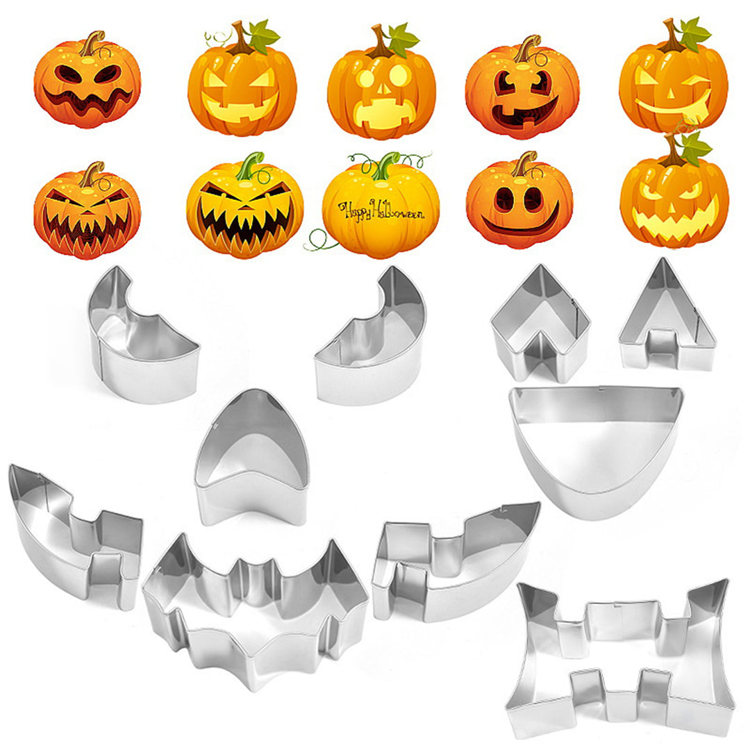 12-Piece Pumpkin Carving Kit Stainless Steel Stencils Halloween Decors Easy to Use DIY Jack-O-Lantern Carving Tools for Image 3