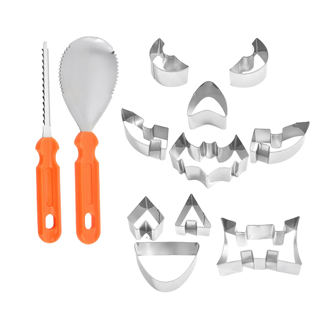 12-Piece Pumpkin Carving Kit Stainless Steel Stencils Halloween Decors Easy to Use DIY Jack-O-Lantern Carving Tools for Image 4