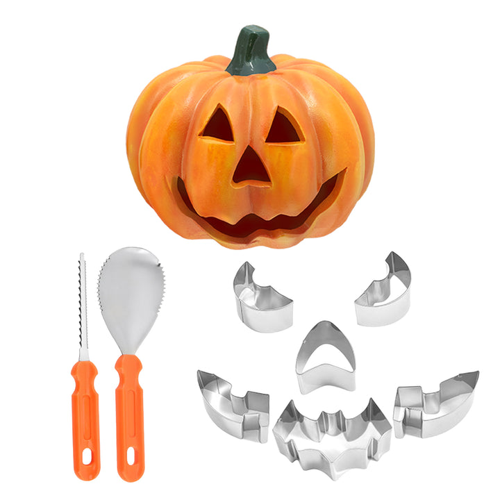 12-Piece Pumpkin Carving Kit Stainless Steel Stencils Halloween Decors Easy to Use DIY Jack-O-Lantern Carving Tools for Image 7