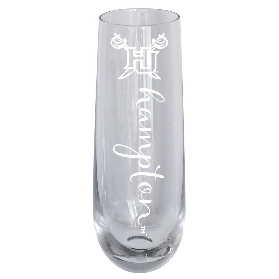 Hampton University 10oz Engraved Champagne Flute Officially Licensed Collegiate Product Image 1