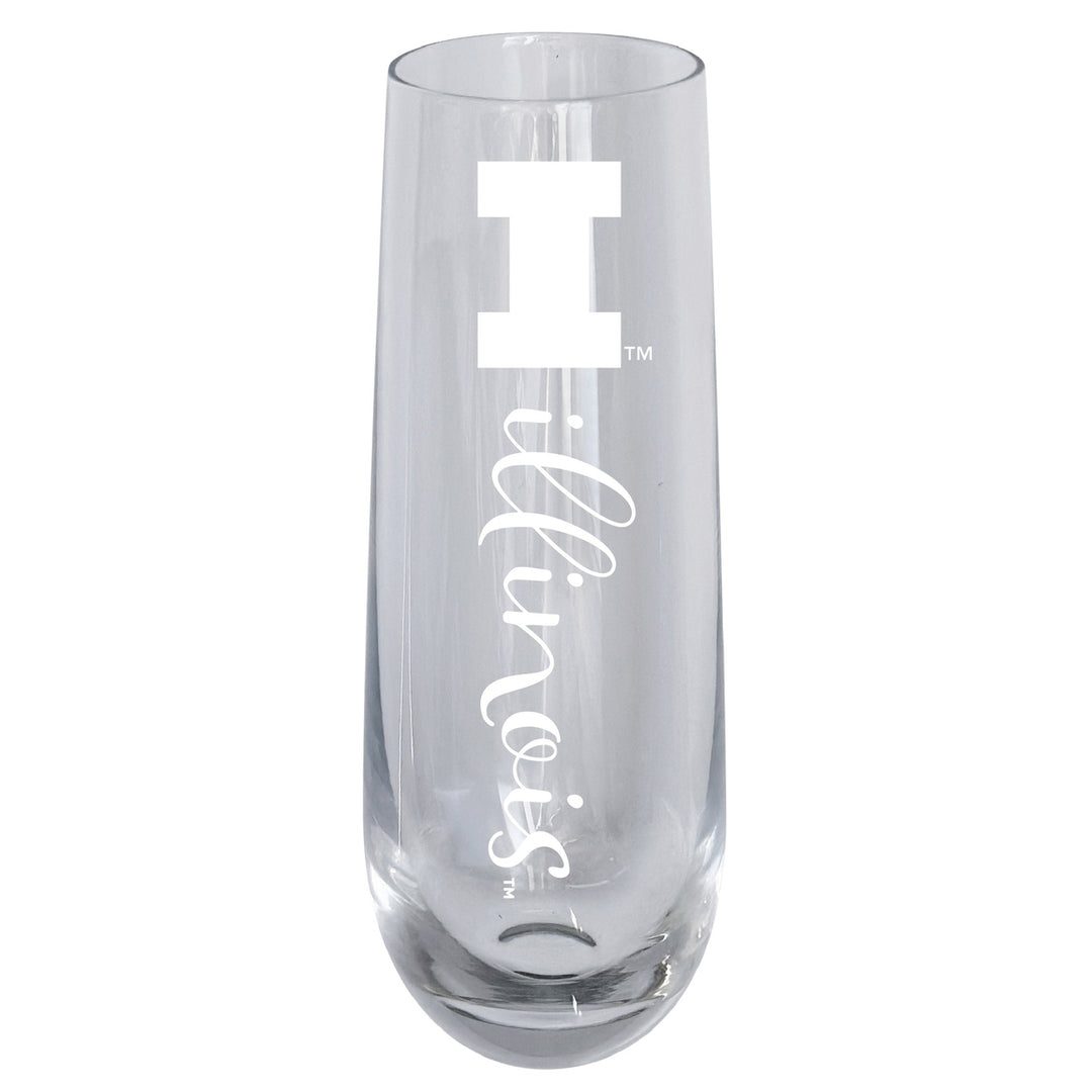 Illinois Fighting Illini 10oz Engraved Champagne Flute Officially Licensed Collegiate Product Image 1