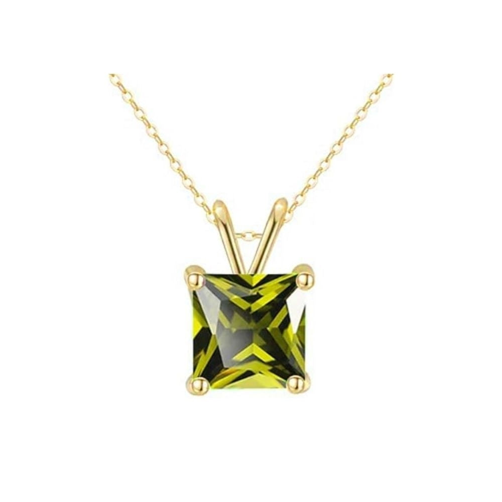 18K Yellow Gold 3ct Peridot Necklace 18 Inch Earrings Set Gift Boxed Elegant Image 2