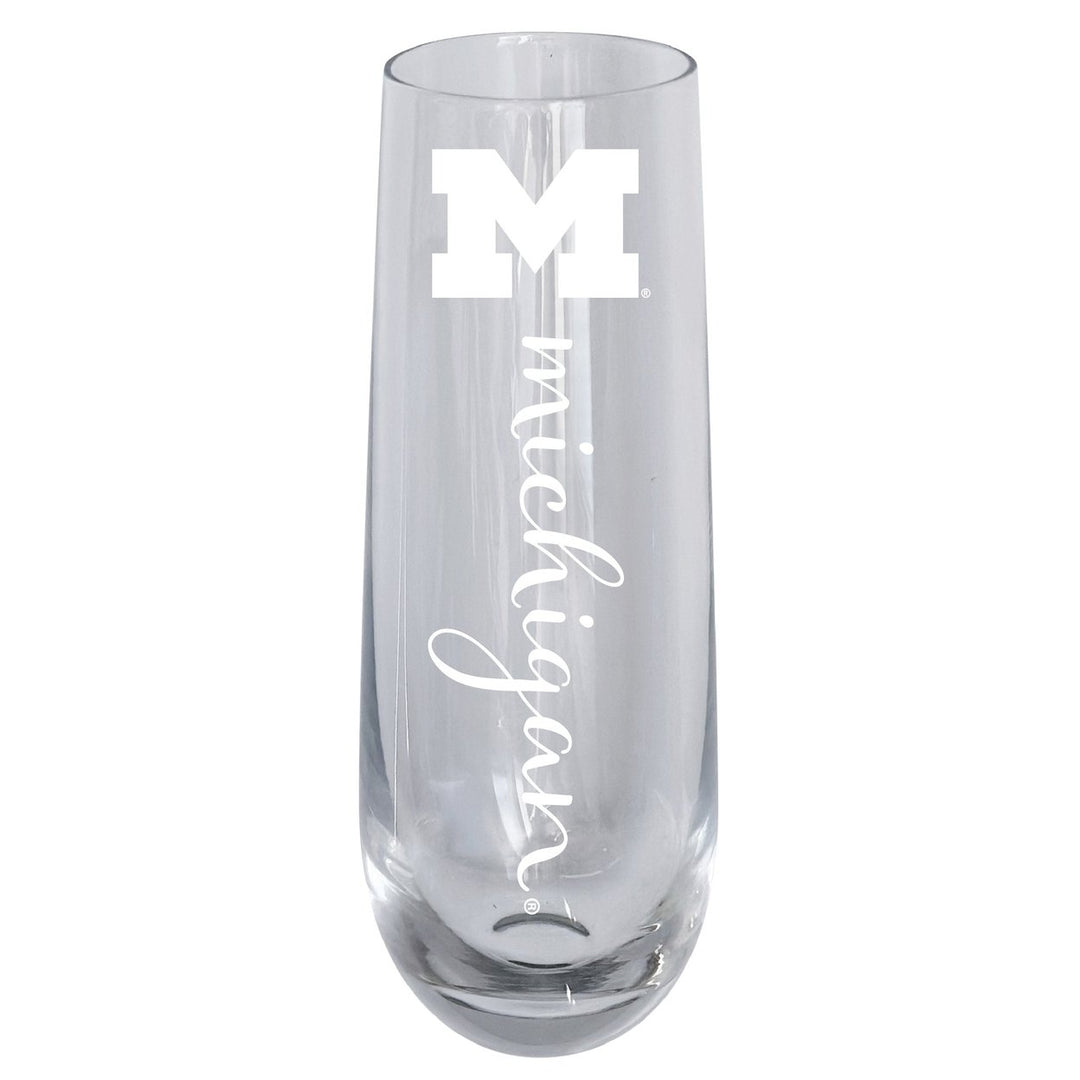 Michigan Wolverines 10oz Engraved Stemless Flute Officially Licensed Collegiate Product Image 1