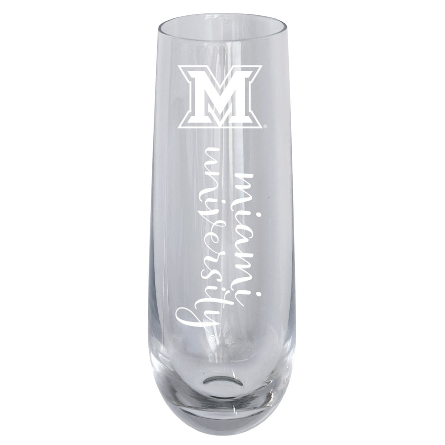 Miami University of Ohio 10oz Engraved Champagne Flute Officially Licensed Collegiate Product Image 1