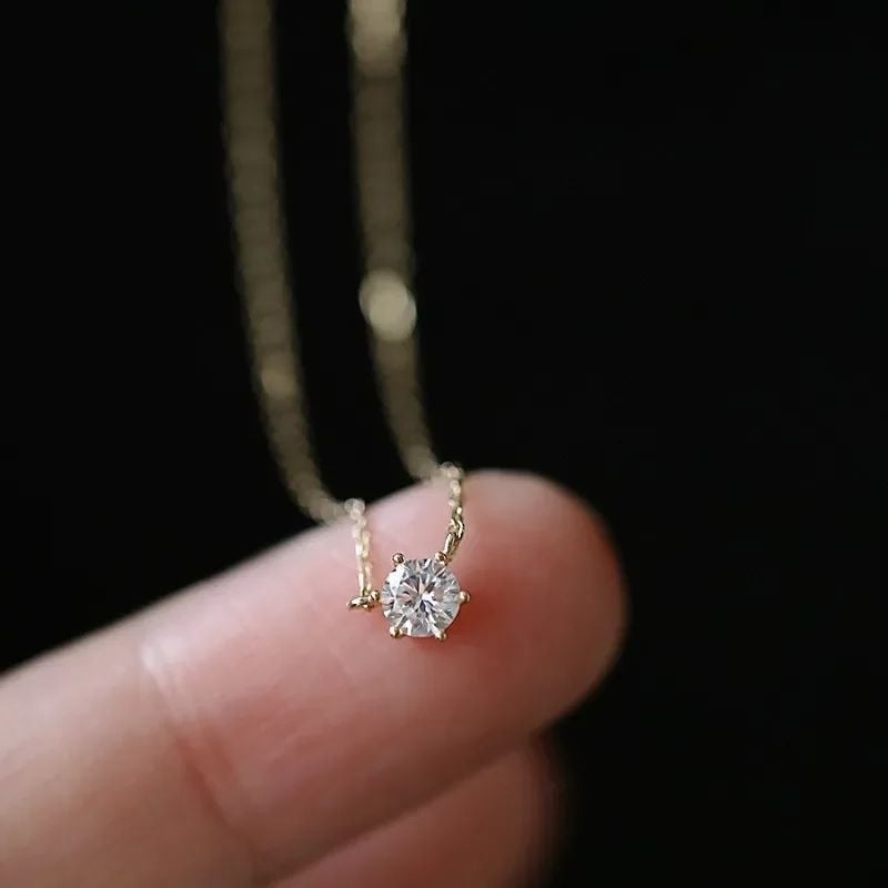 925 Sterling Silver 14K Gold Plated Necklace with Zircon Clavicle Chain for Women Image 1