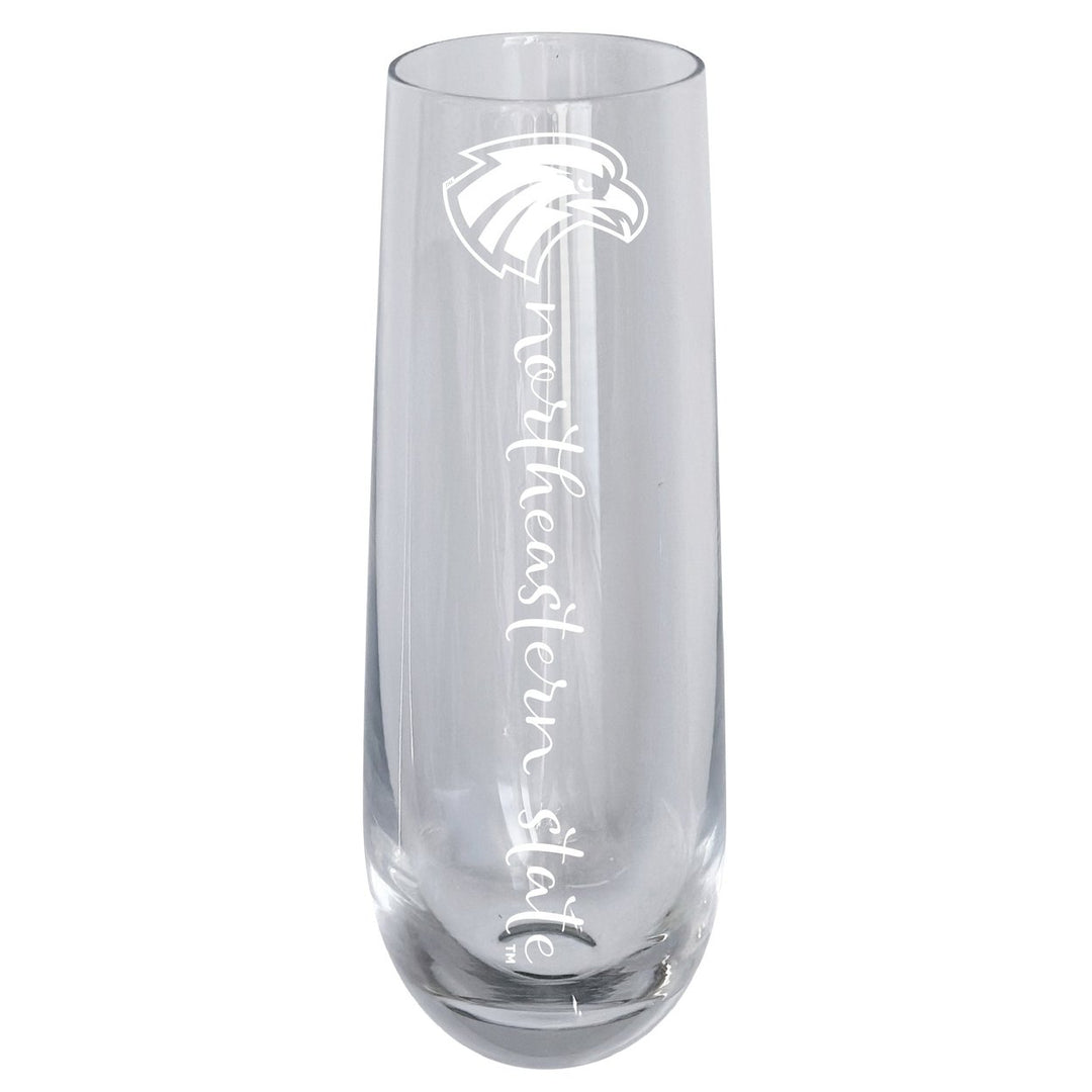 Northeastern State University Riverhawks 10oz Engraved Champagne Flute Officially Licensed Collegiate Product Image 1