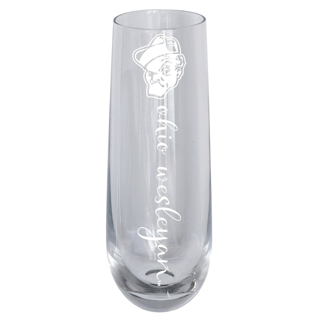 Ohio Wesleyan University 10oz Engraved Champagne Flute Officially Licensed Collegiate Product Image 1