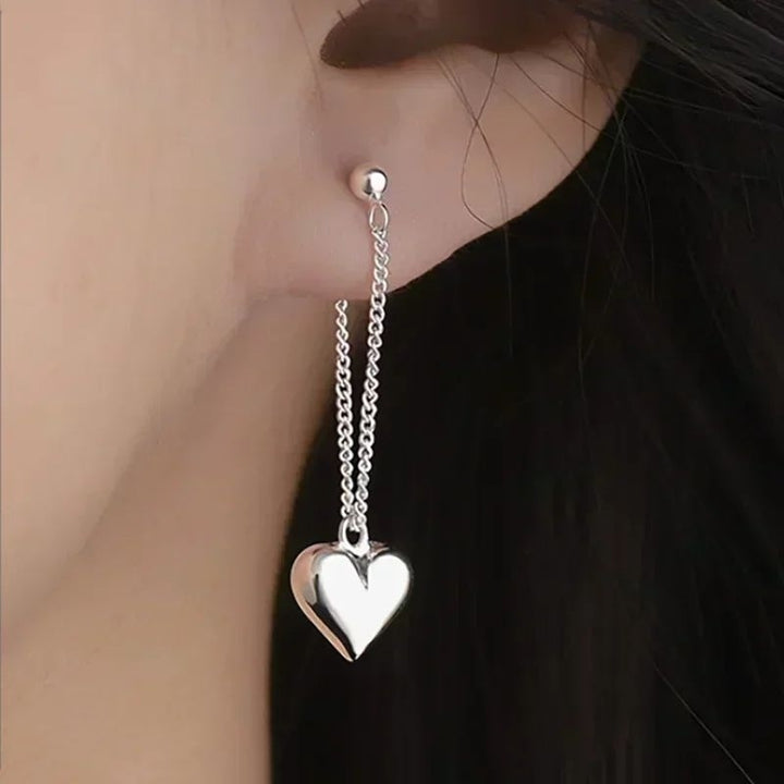 925 Sterling Silver Heart Chain Earrings Allergy-Free Jewelry Women Party Gifts Image 1