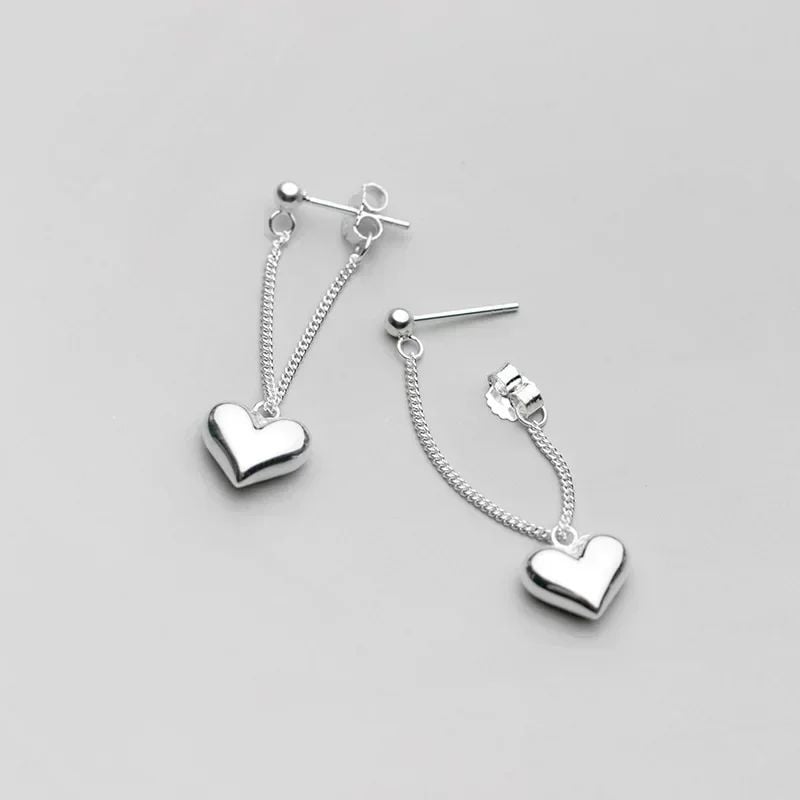 925 Sterling Silver Heart Chain Earrings Allergy-Free Jewelry Women Party Gifts Image 2