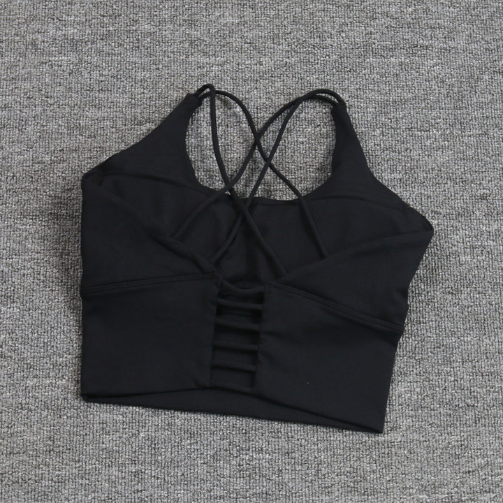 Hot Selling Women Push Up Yoga Bra Longline Crop Tank Top Padded High Impact Sports Bra Image 3