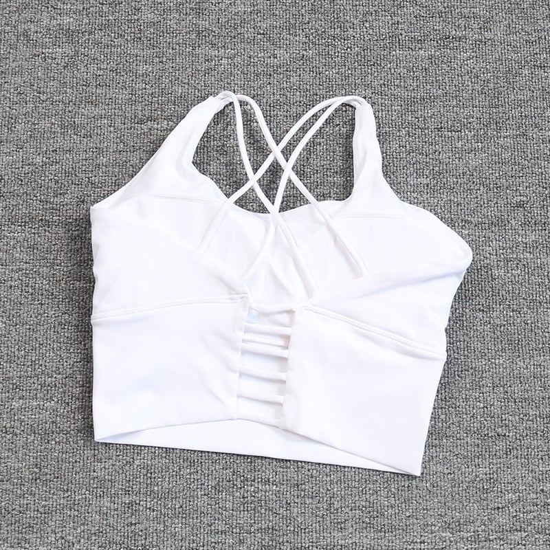 Hot Selling Women Push Up Yoga Bra Longline Crop Tank Top Padded High Impact Sports Bra Image 4