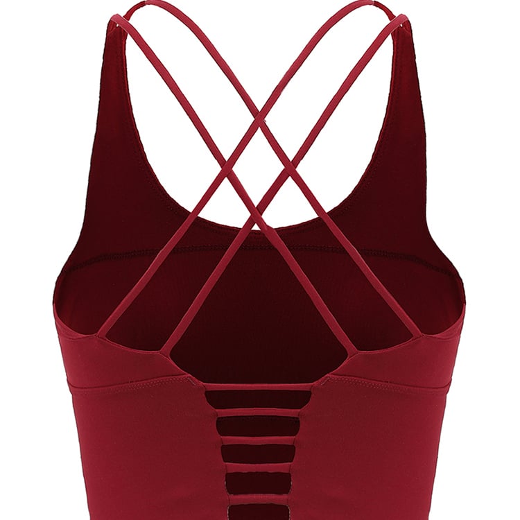 Hot Selling Women Push Up Yoga Bra Longline Crop Tank Top Padded High Impact Sports Bra Image 4