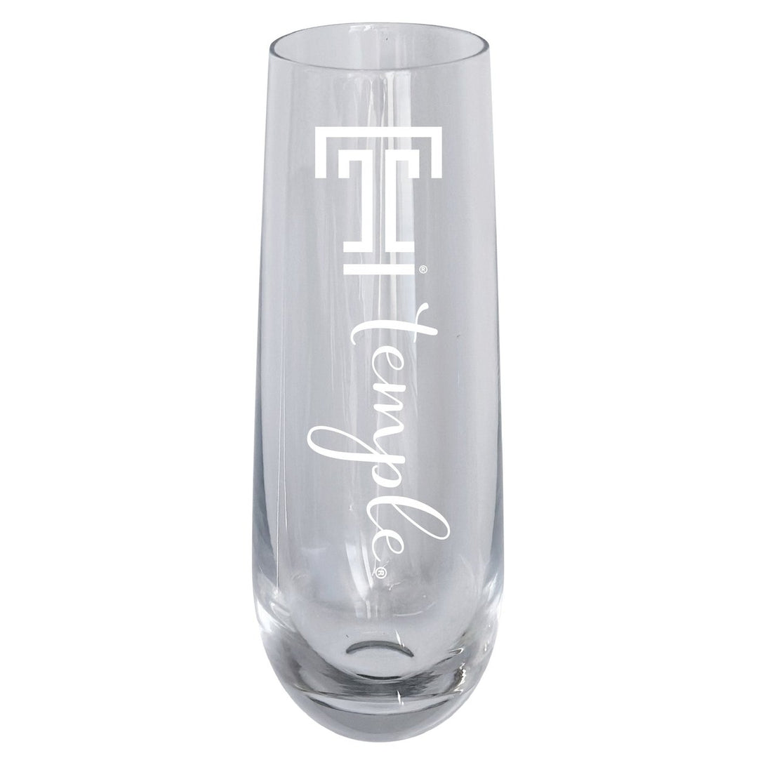 Temple University 10oz Engraved Champagne Flute Officially Licensed Collegiate Product Image 1