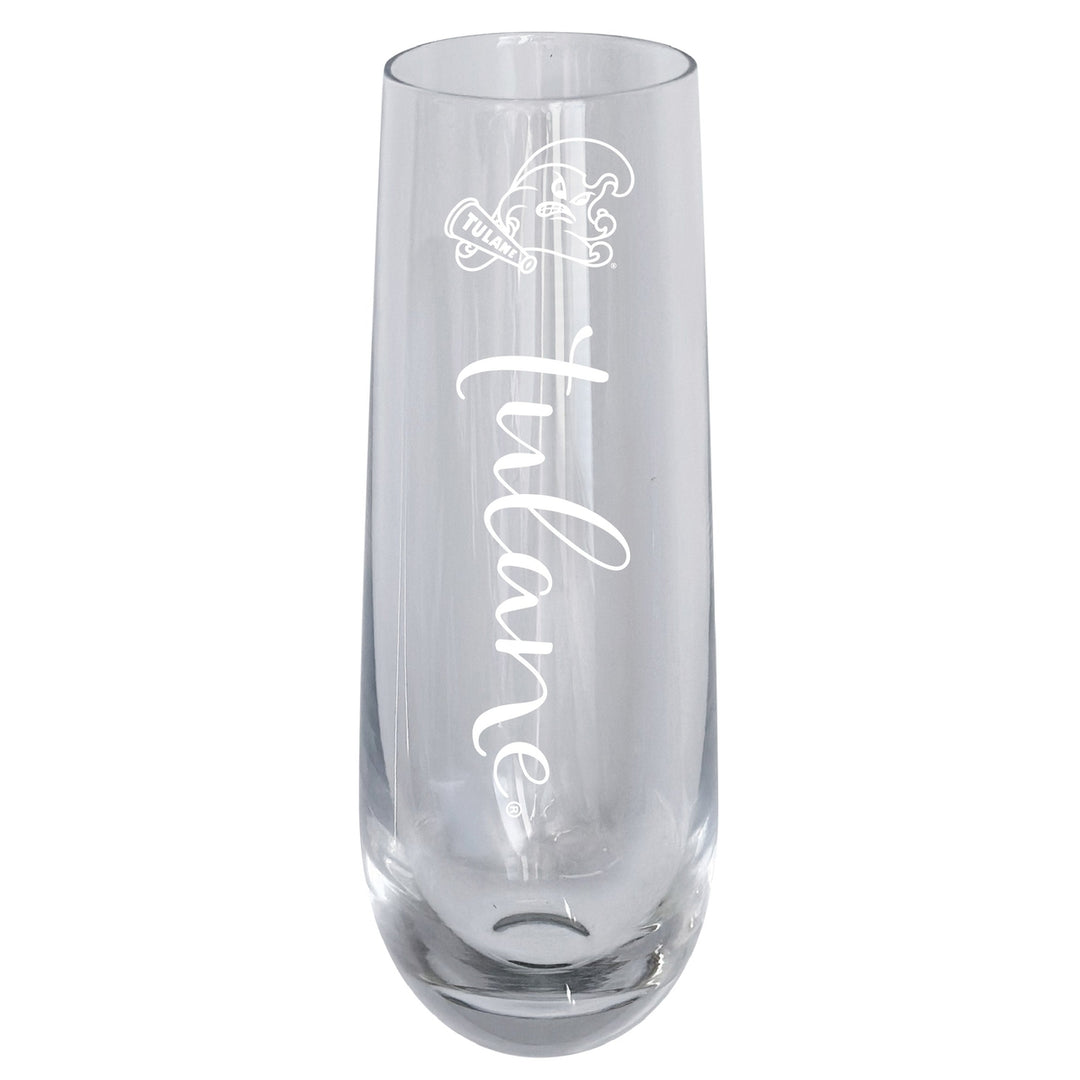 Tulane University Green Wave 10oz Engraved Champagne Flute Officially Licensed Collegiate Product Image 1