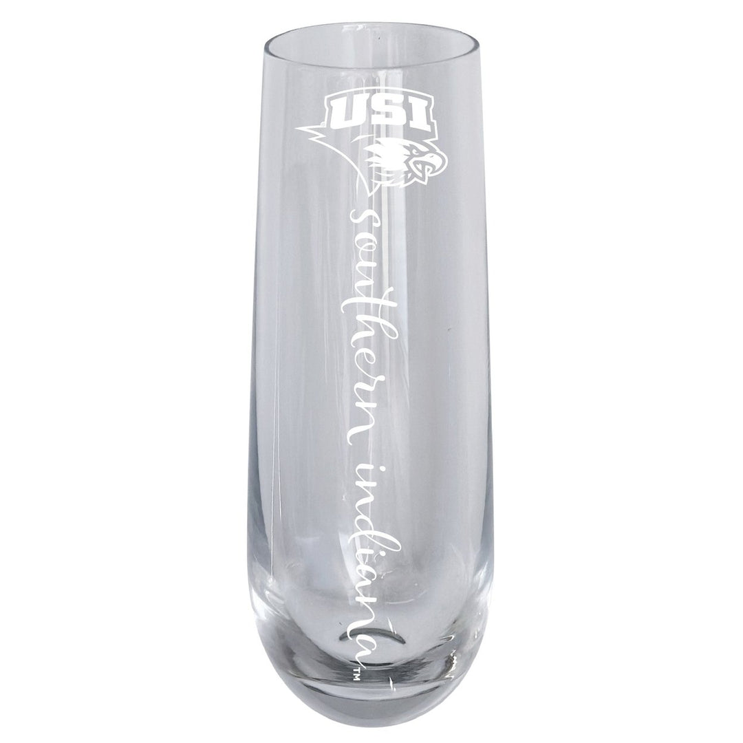 University of Southern Indiana 10oz Engraved Champagne Flute Officially Licensed Collegiate Product Image 1