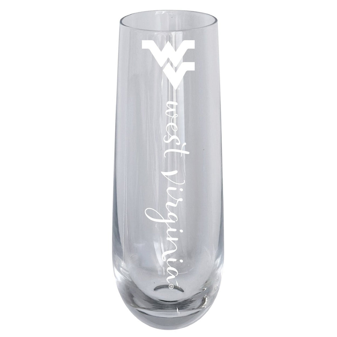 West Virginia Mountaineers 10oz Engraved Champagne Flute Officially Licensed Collegiate Product Image 1