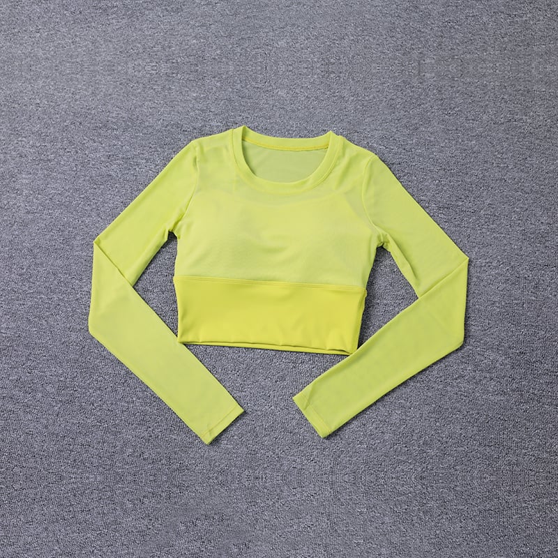 Womens Long Sleeve Yoga T-Shirt Casual Round Neck Slim Fit Athletic Top 100% Polyester Image 1