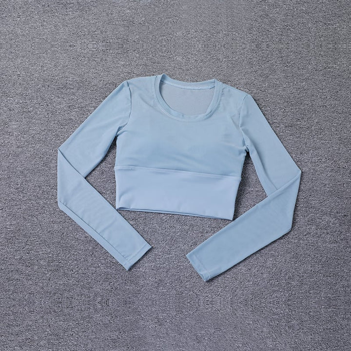 Womens Long Sleeve Yoga T-Shirt Casual Round Neck Slim Fit Athletic Top 100% Polyester Image 3