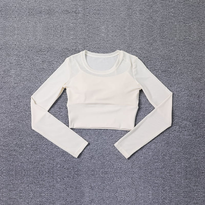 Womens Long Sleeve Yoga T-Shirt Casual Round Neck Slim Fit Athletic Top 100% Polyester Image 4