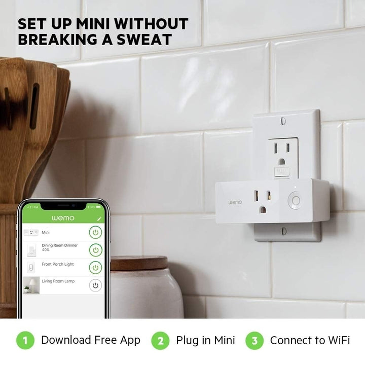 Wemo Mini Smart Plug Set: WiFi Enabled Compatible with Alexa Google Assistant and Apple HomeKit - 5 PACK- Image 4