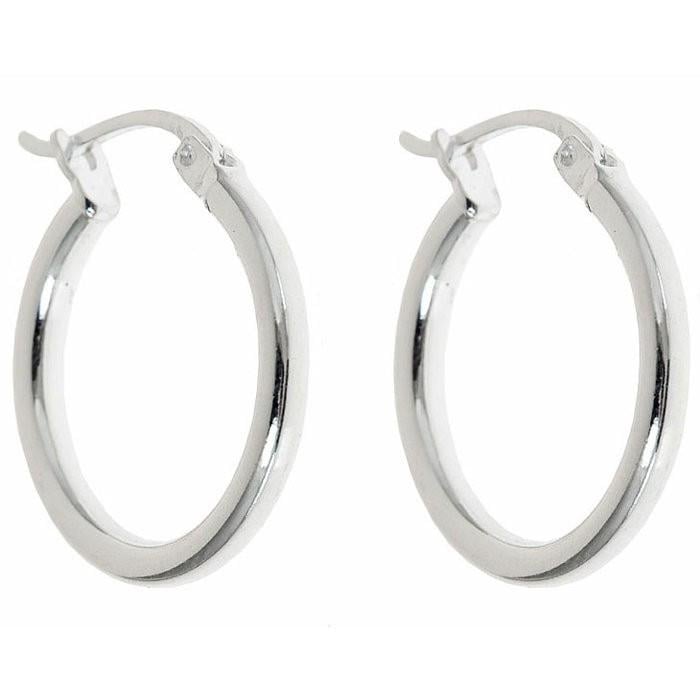 .925 Sterling Silver French Lock Hoops 15mm Image 2